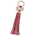 Promotional Gift crystal Cute butterfly Tassel Keyrings For Women Bag charm